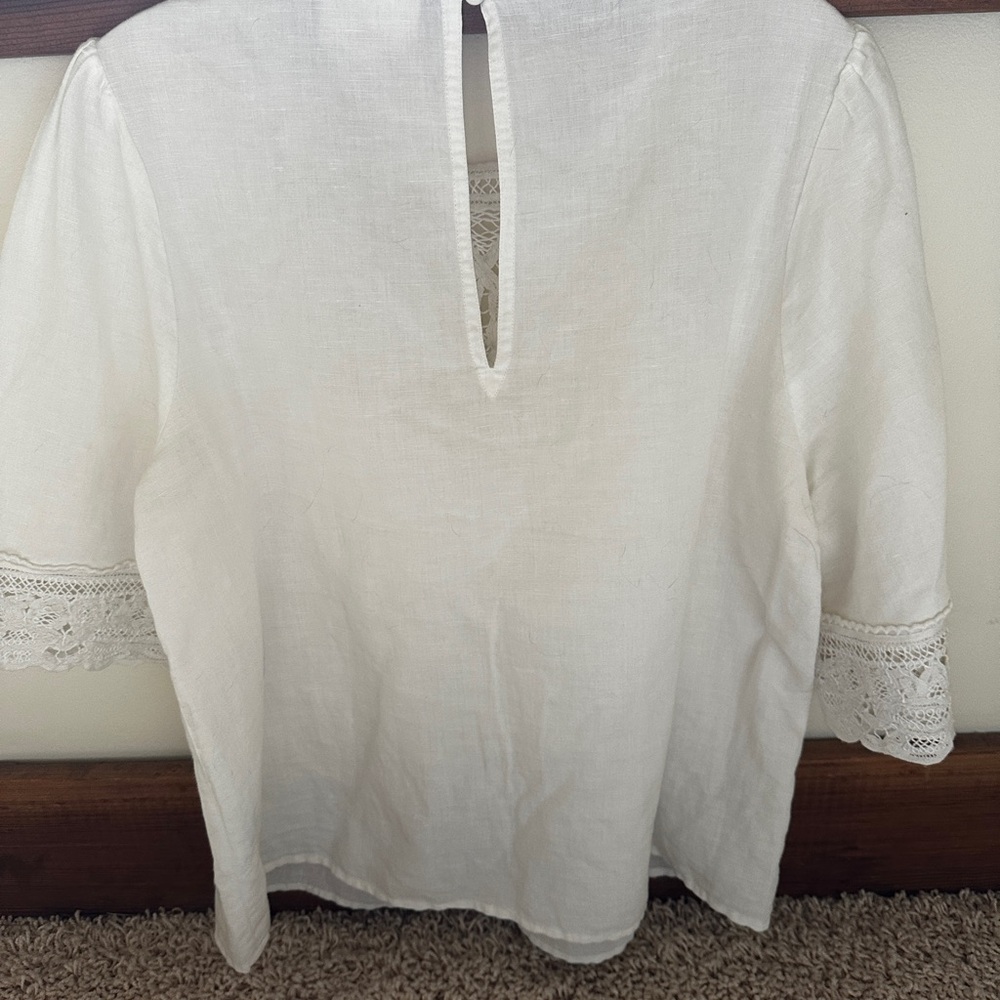 Sezane White Lace Detail Women's Top Blouse Medium 8/40 - Picture 7 of 10